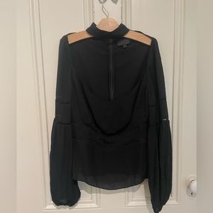 Intermix Silk High Neck Collar Scoop Balloon Sleeve Blouse Size Large